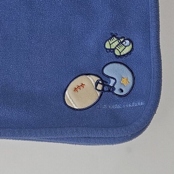 Carter's Just One Year Blue Fleece Baby Blanket Little Athlete Football READ - Picture 1 of 9